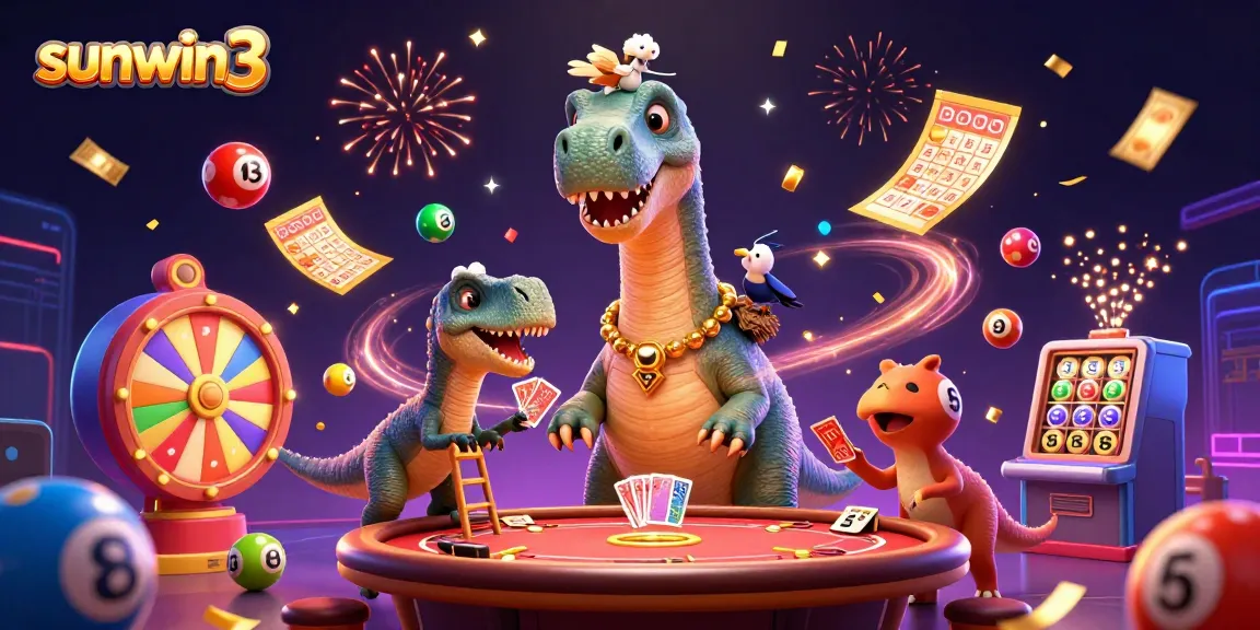 Engage with sunwin3's exciting brontosaurus-themed casino experience full of vibrant lottery elements.